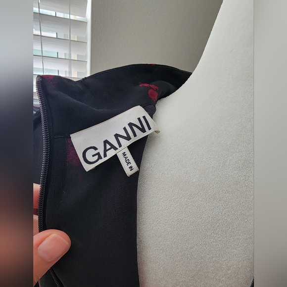 GANNI Puff Sleeve Organza Mini Dress sz. small Spring Cocktail Spring Dress - Picture 5 of 6